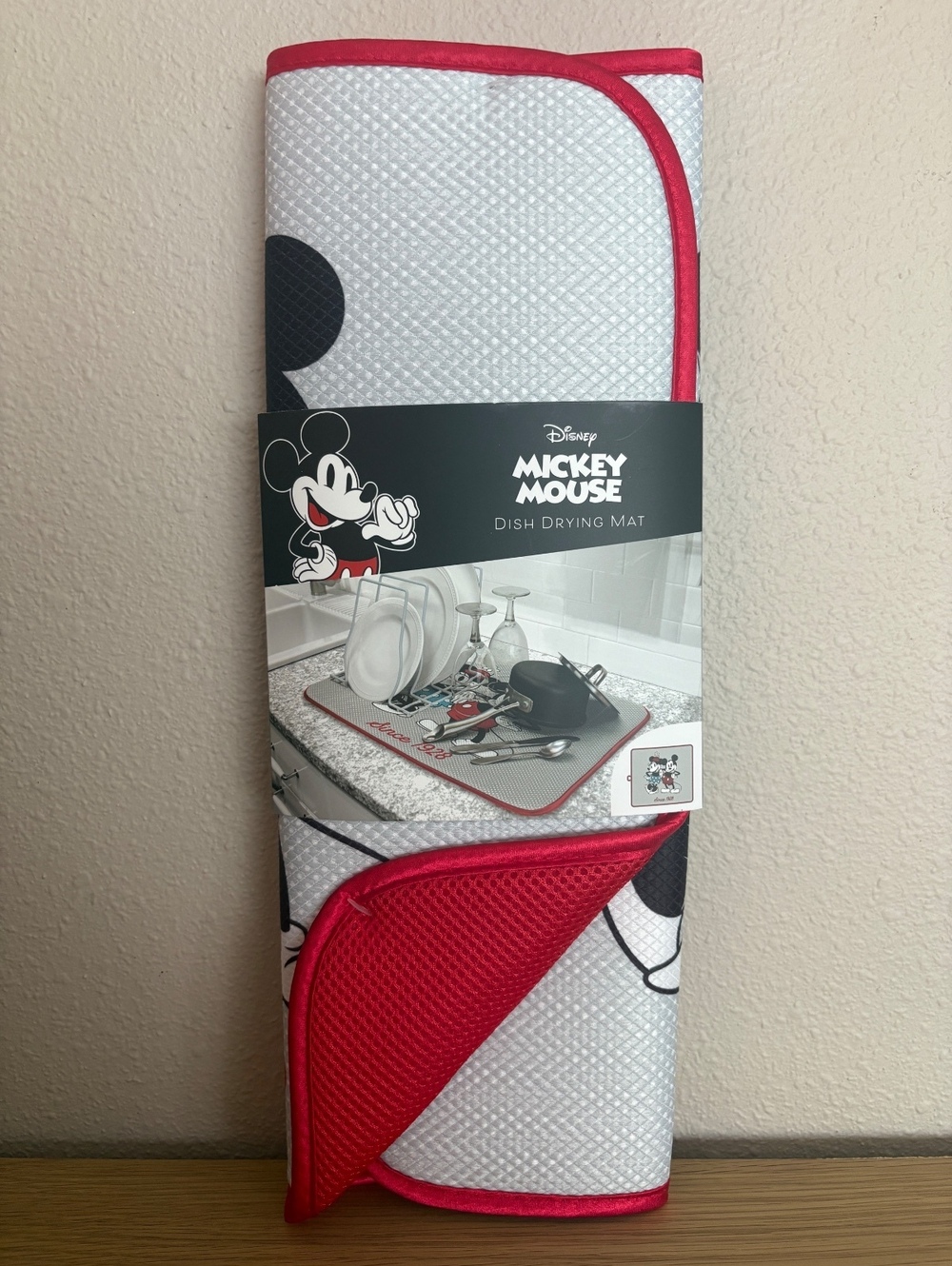 Disney Mickey Mouse Dish Drying Mat 16x18 Since 1928 Red Black White New